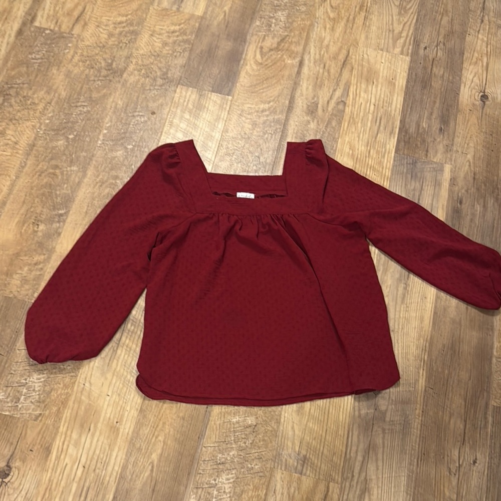 Wonderly Burgandy Square Neckline Blouse